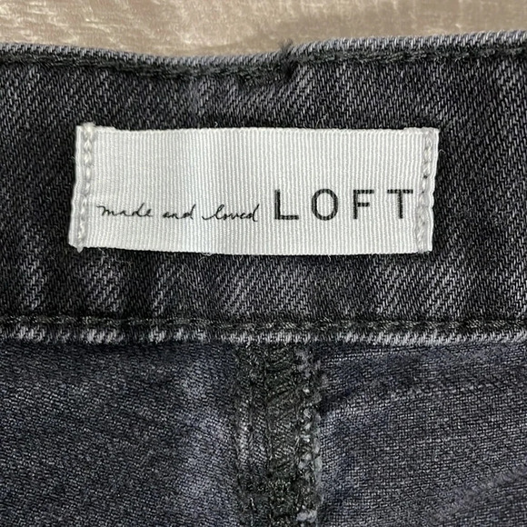 LOFT made and loved High Rise Frayed Cut Off Black Wash Denim Jean Shorts 30/10 - Picture 9 of 15